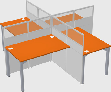 Bureaux à quatre cabines