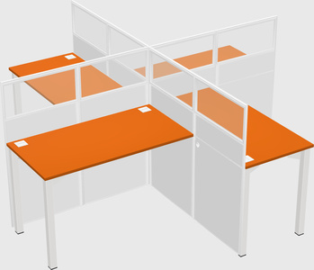Bureaux à quatre cabines