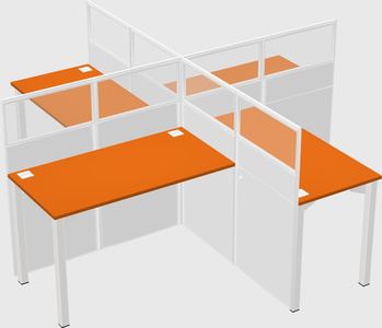 Bureaux à quatre cabines