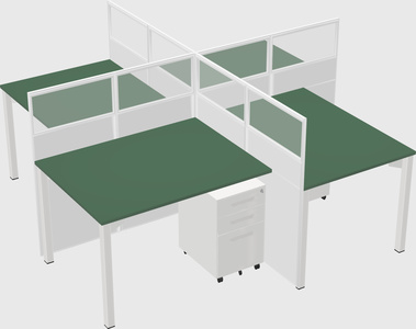 Bureaux à quatre cabines
