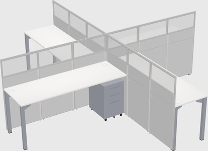 Bureaux à quatre cabines