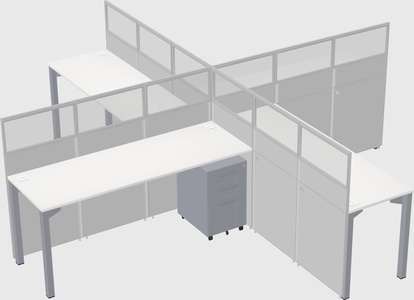 Bureaux à quatre cabines