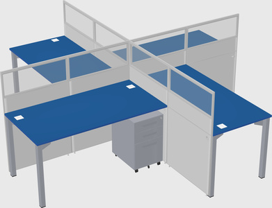 Bureaux à quatre cabines