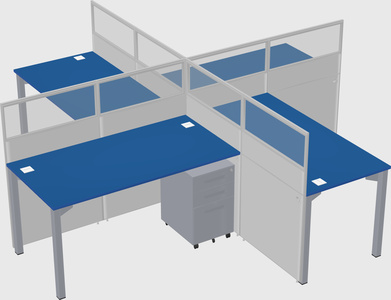 Bureaux à quatre cabines