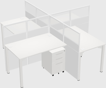 Bureaux à quatre cabines