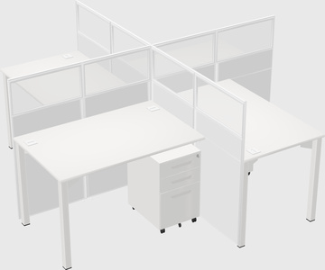 Bureaux à quatre cabines