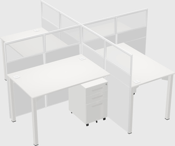 Bureaux à quatre cabines