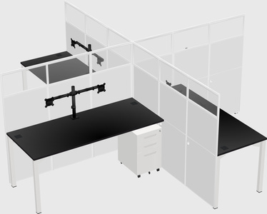 Bureaux à quatre cabines