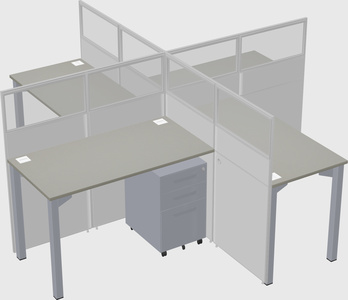 Bureaux à quatre cabines