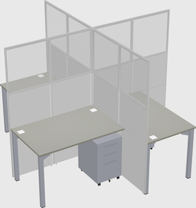 Bureaux à quatre cabines