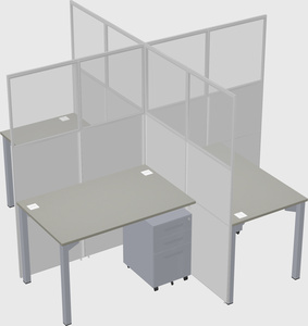 Bureaux à quatre cabines