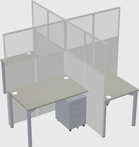 Bureaux à quatre cabines