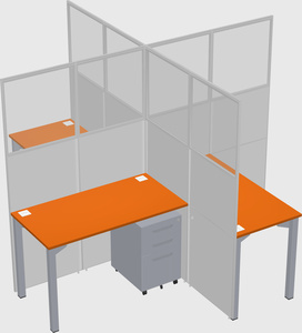Bureaux à quatre cabines