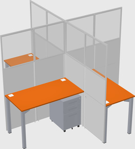 Bureaux à quatre cabines