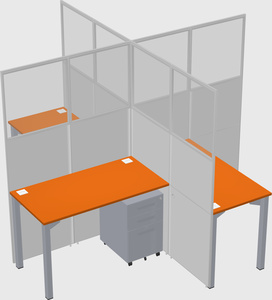 Bureaux à quatre cabines