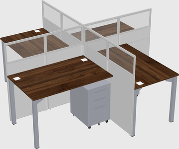Bureaux à quatre cabines