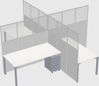 Bureaux à quatre cabines