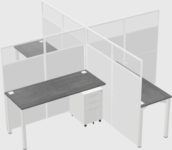 Bureaux à quatre cabines