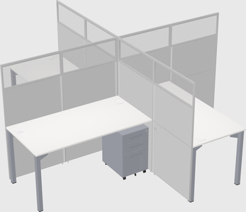 Bureaux à quatre cabines