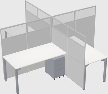 Bureaux à quatre cabines