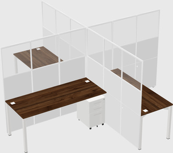 Bureaux à quatre cabines