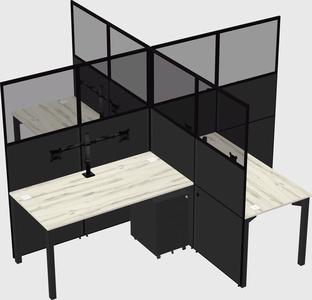 Bureaux à quatre cabines
