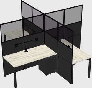 Bureaux à quatre cabines