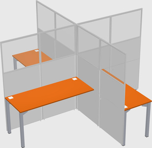 Bureaux à quatre cabines