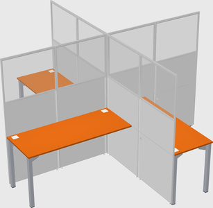 Bureaux à quatre cabines
