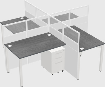 Bureaux à quatre cabines