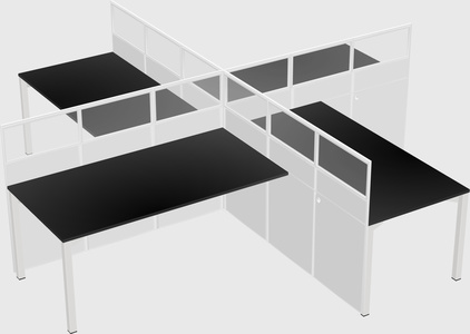 Bureaux à quatre cabines
