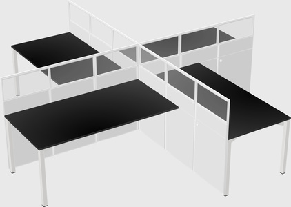 Bureaux à quatre cabines