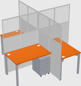 Bureaux à quatre cabines