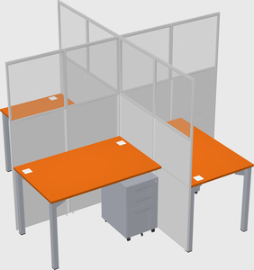 Bureaux à quatre cabines