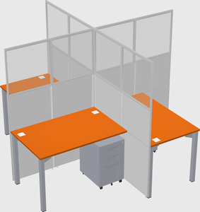 Bureaux à quatre cabines