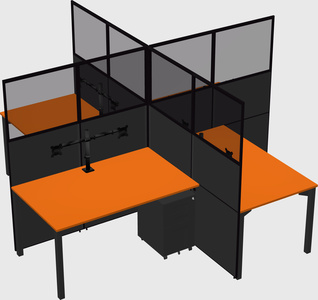 Bureaux à quatre cabines