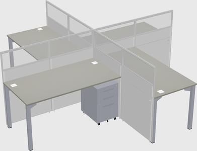 Bureaux à quatre cabines