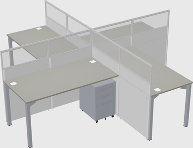 Bureaux à quatre cabines