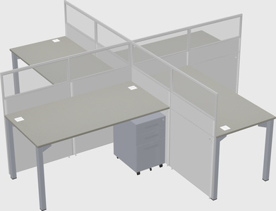 Bureaux à quatre cabines
