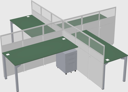 Bureaux à quatre cabines