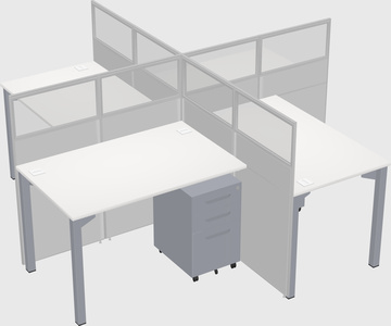 Bureaux à quatre cabines
