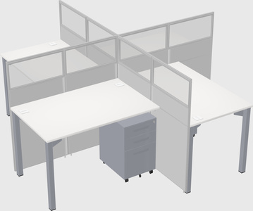Bureaux à quatre cabines