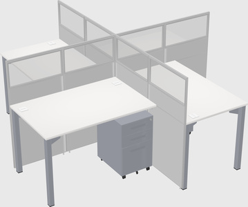 Bureaux à quatre cabines