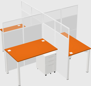 Bureaux à quatre cabines