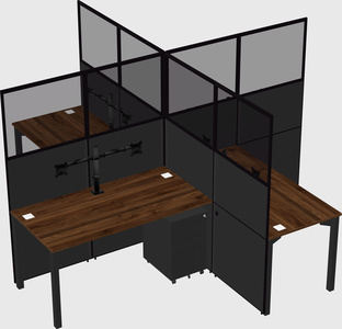 Bureaux à quatre cabines
