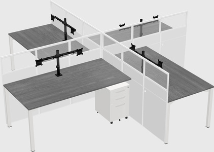 Bureaux à quatre cabines