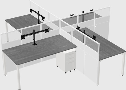 Bureaux à quatre cabines