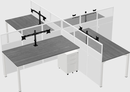 Bureaux à quatre cabines
