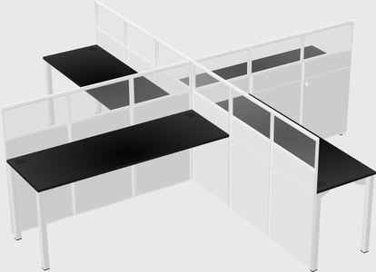 Bureaux à quatre cabines