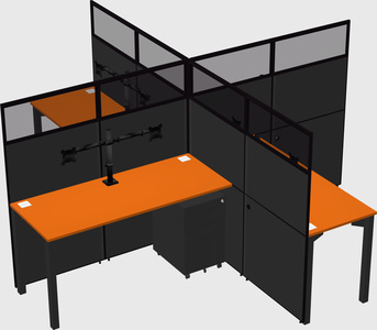 Bureaux à quatre cabines